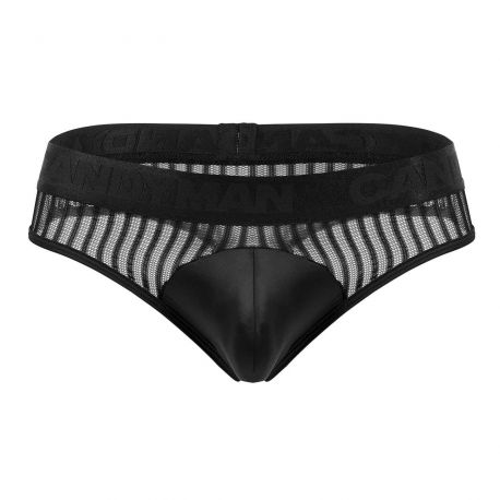  Striped Mesh Thong - Black