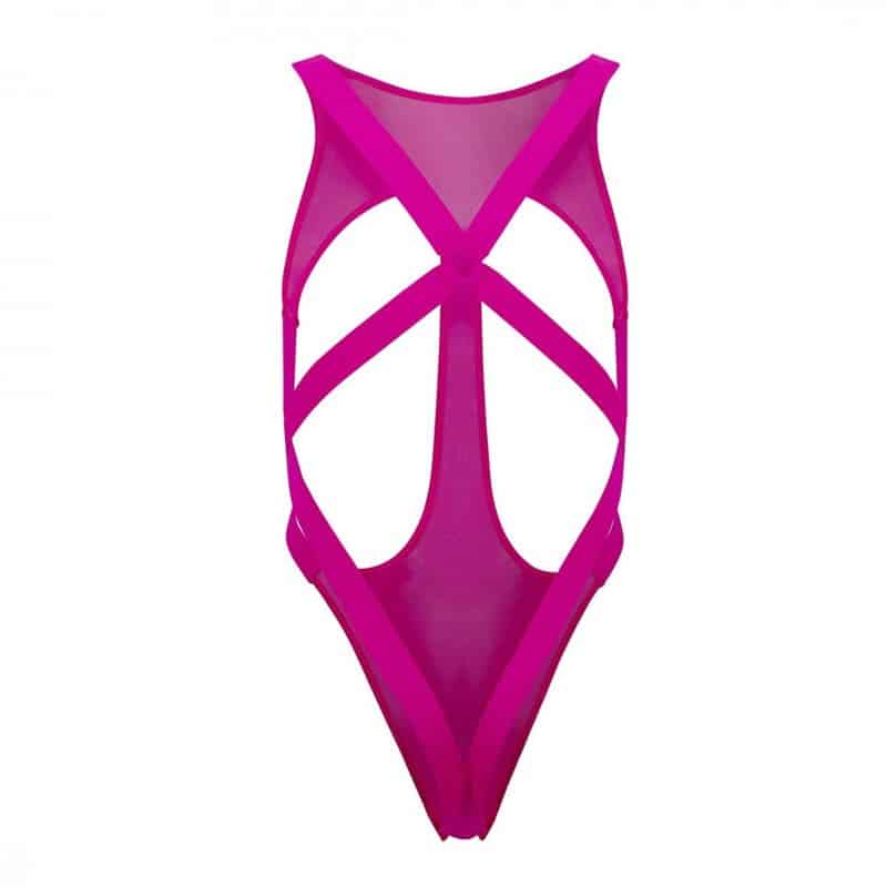  Mesh Bodysuit - Hot Pink