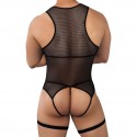  Mesh Garter String Bodysuit - Black