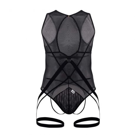  Mesh Garter String Bodysuit - Black