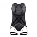  Mesh Garter String Bodysuit - Black