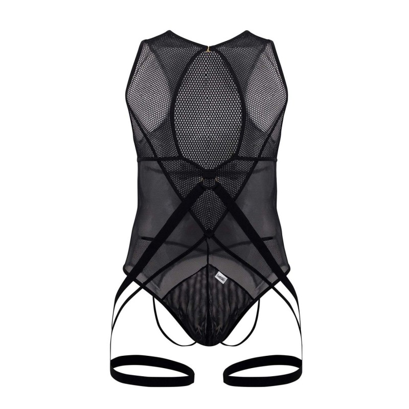 Mesh Garter String Bodysuit - Black