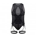  Mesh Garter String Bodysuit - Black