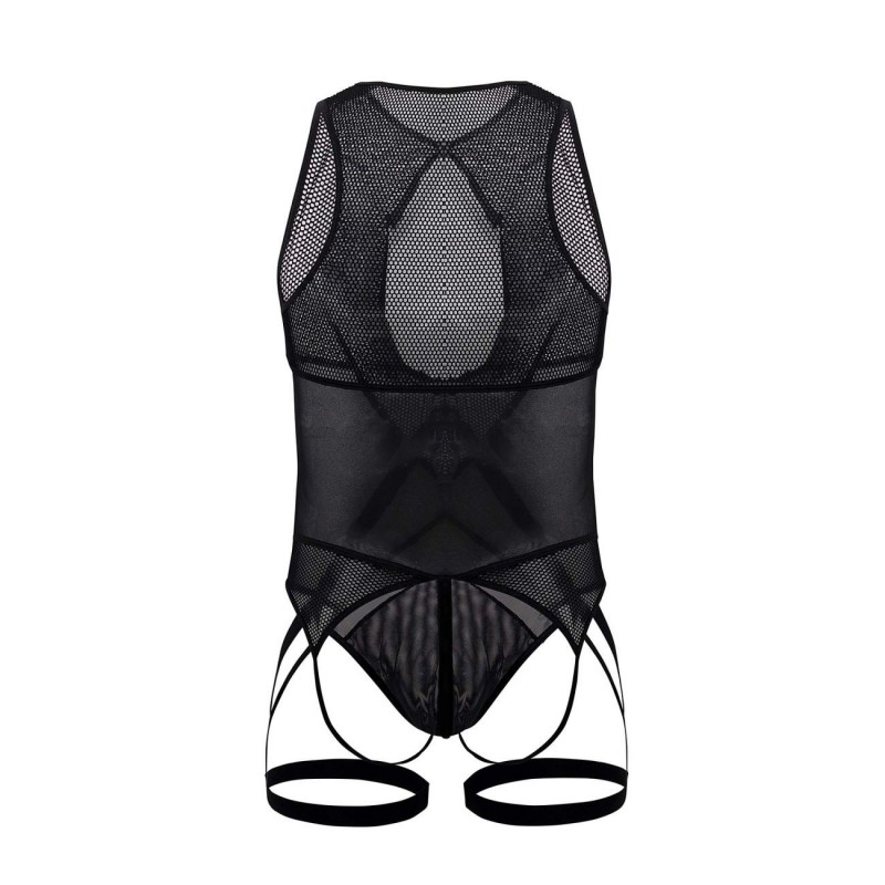  Mesh Garter String Bodysuit - Black