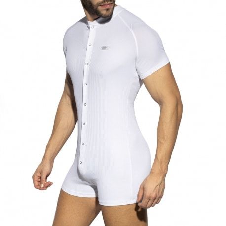 Recycled Rib Union Bodysuit - White