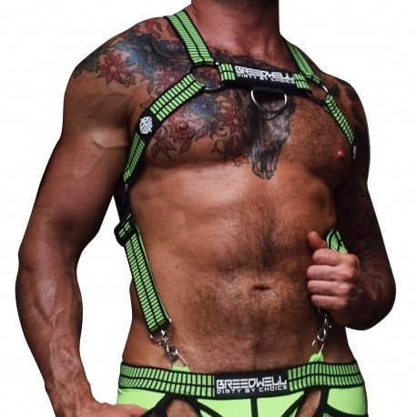  Harnais Body Hybred Noir - Vert Fluo