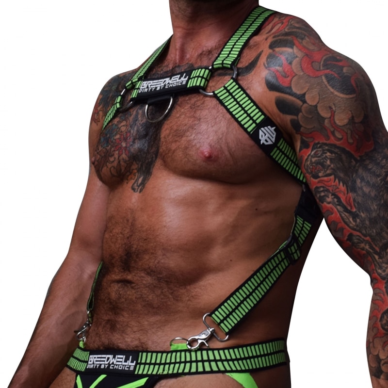  Harnais Body Hybred Noir - Vert Fluo