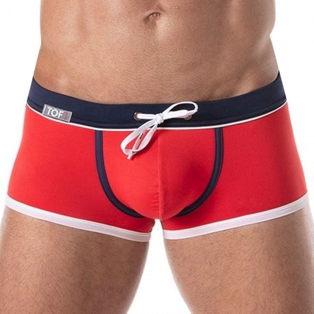 TOF Paris Holidays Swim Trunks - Red - Navy