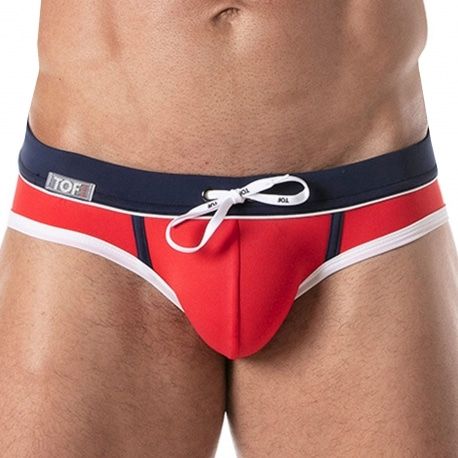 TOF Paris Slip de Bain Holidays Rouge - Marine