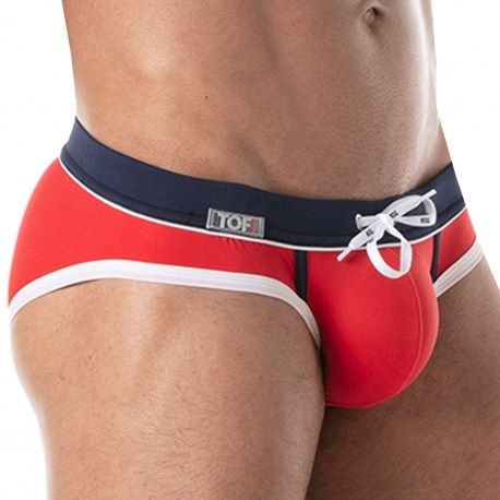 TOF Paris Slip de Bain Holidays Rouge - Marine