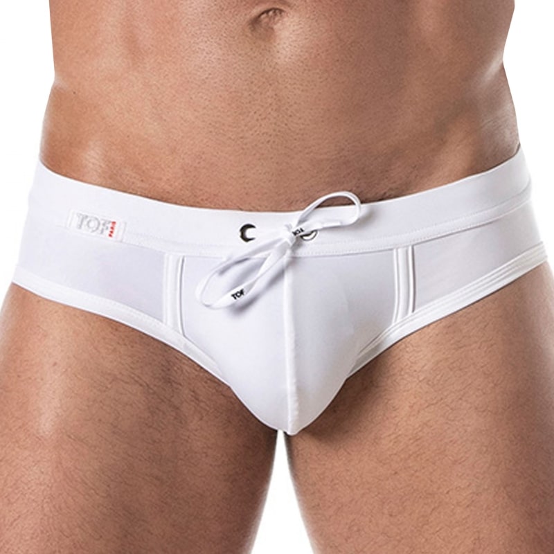 TOF Paris Slip de Bain Holidays Blanc
