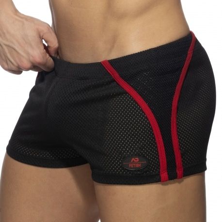 AD Fetish Short Combi Mesh Noir - Rouge