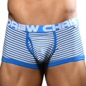 Andrew Christian Boxer Almost Naked Fly Stripe Bleu Electrique - Blanc