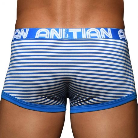 Andrew Christian Boxer Almost Naked Fly Stripe Bleu Electrique - Blanc