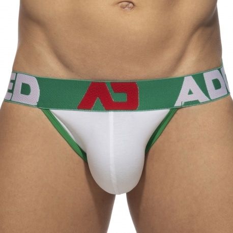 Addicted Jock Strap Basic Colors AD Coton Blanc - Vert