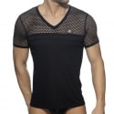 AD Fetish T-Shirt Mesh Striped Noir