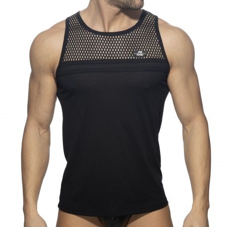 AD Fetish Débardeur Mesh Striped Noir
