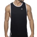 AD Fetish Mesh-Striped Low Rider Tank Top - Black - White