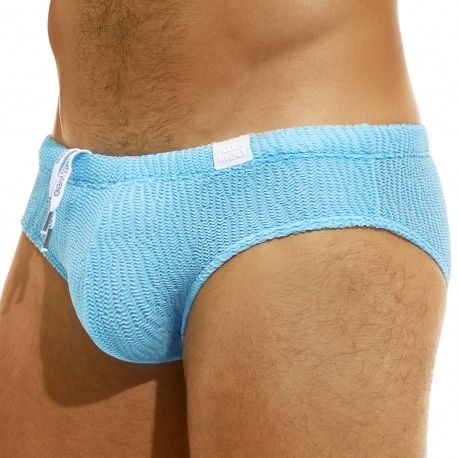 Modus Vivendi Slip de Bain Classic Wavy Bleu Ciel