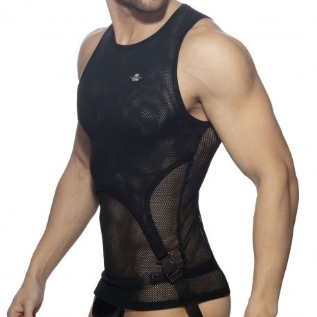 AD Fetish Débardeur Mesh Double Clip Noir