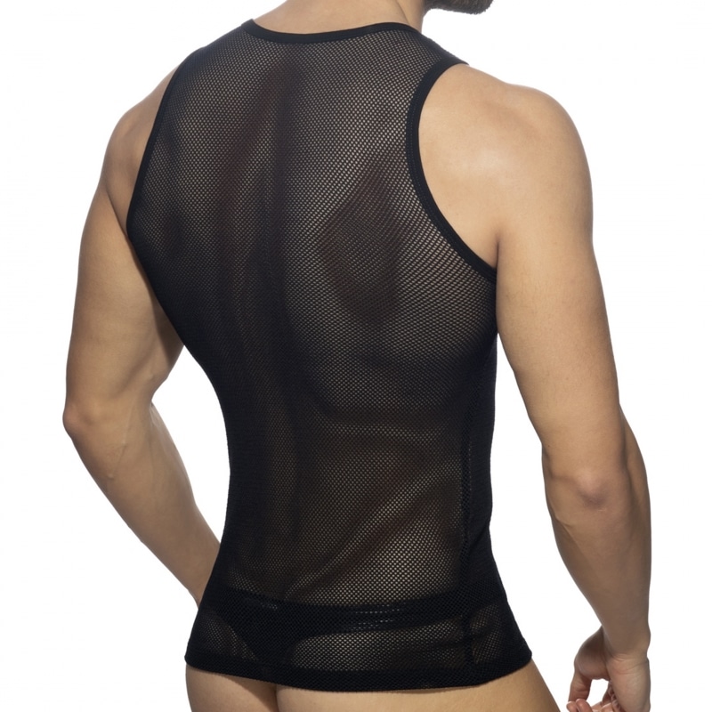 AD Fetish Crossed Mesh Tank Top - Black