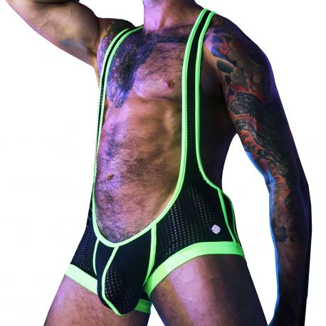  Dirty Boy Singlet - Black - Neon Green