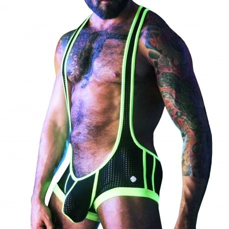  Dirty Boy Singlet - Black - Neon Green