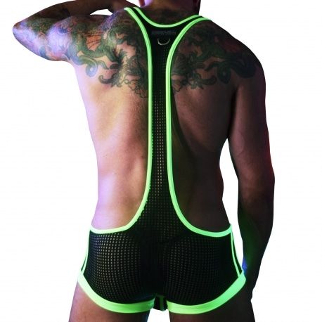  Dirty Boy Singlet - Black - Neon Green