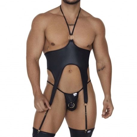  Leatherette Harness - Jockstrap Outfit - Black