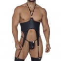  Ensemble Harnais - Jock Strap Simili Cuir Noir