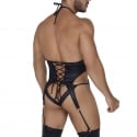  Ensemble Harnais - Jock Strap Simili Cuir Noir