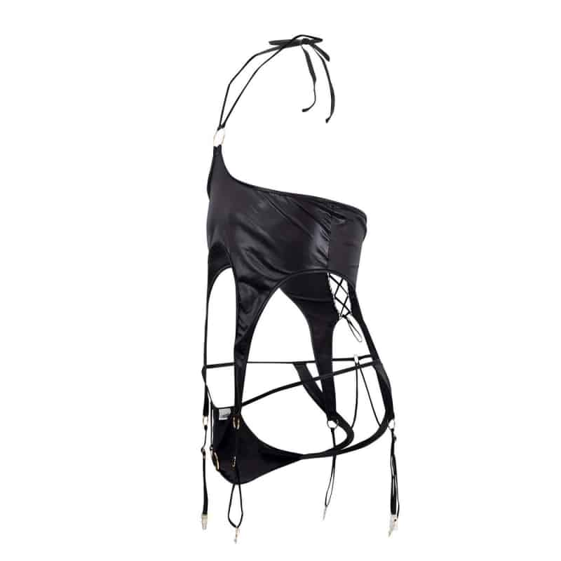  Leatherette Harness - Jockstrap Outfit - Black