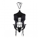  Ensemble Harnais - Jock Strap Simili Cuir Noir