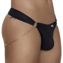  Leatherette Chain Thong - Black
