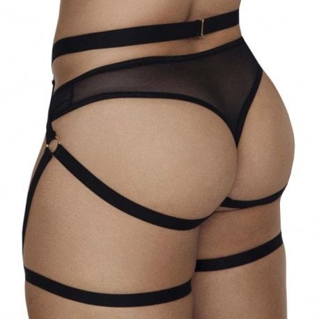  Veil Garter - Thong Outfit - Black