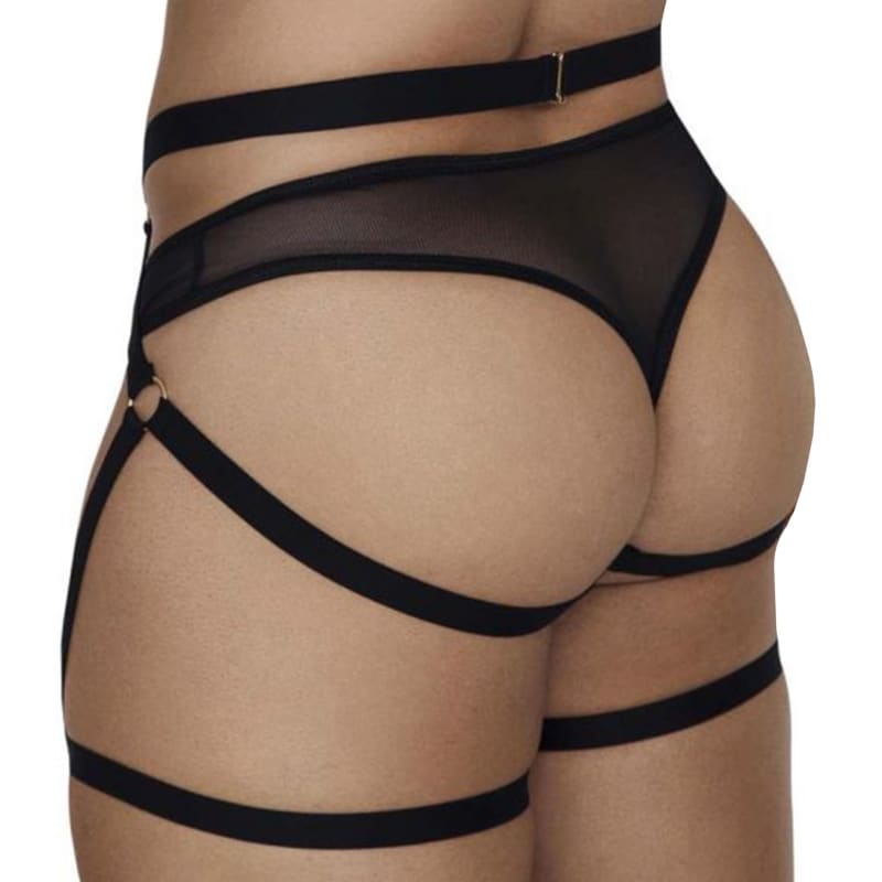  Veil Garter - Thong Outfit - Black