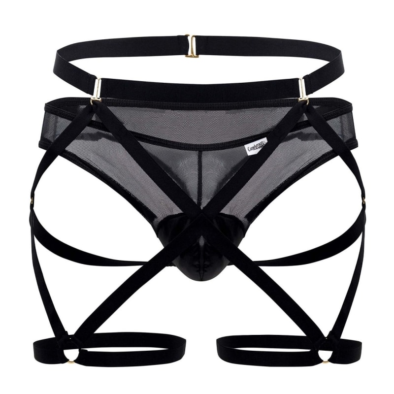  Veil Garter - Thong Outfit - Black