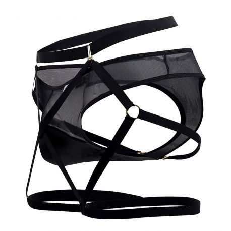  Veil Garter - Thong Outfit - Black