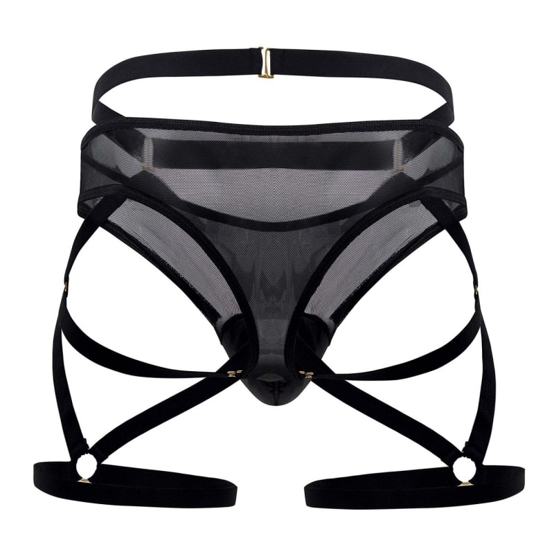 Veil Garter - Thong Outfit - Black
