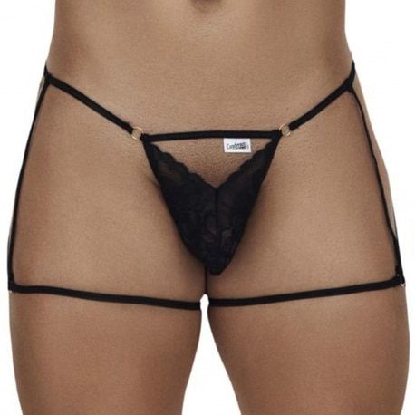 Lace Garter Mini Thong - Black