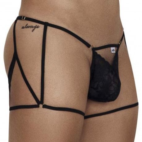 Lace Garter Mini Thong - Black