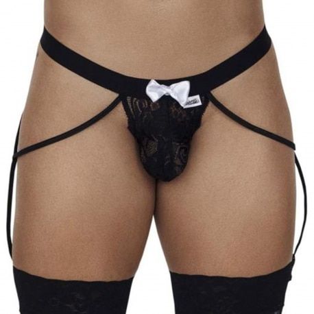  Slip Jarretière Dentelle Noir