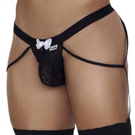  Lace Garter Briefs - Black