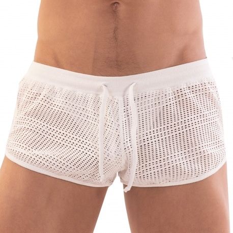 Barcode Aachet Mesh Shorts - White