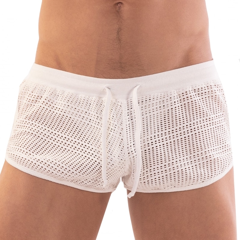 Barcode Aachet Mesh Shorts - White