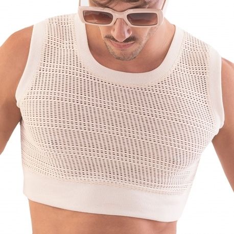 Barcode T-Shirt Crop Luz Mesh Beige