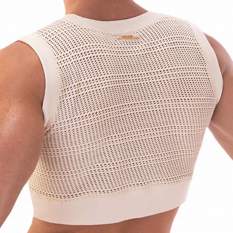 Barcode T-Shirt Crop Luz Mesh Beige