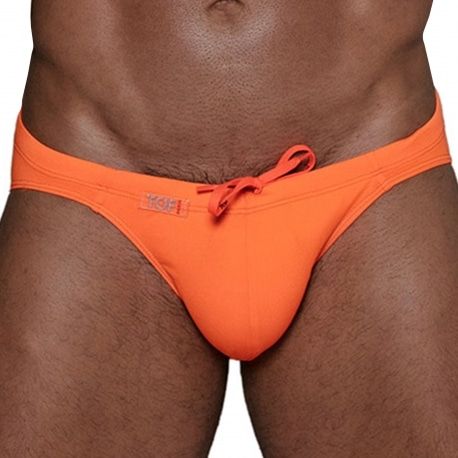 TOF Paris Slip de Bain Bikini Neon Orange Fluo