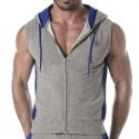 TOF Paris Veste à Capuche Sans Manche Gris Chiné