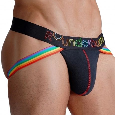 Rounderbum String Jock Package Neon Pride  Noir